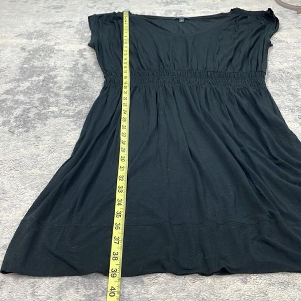 Banana Republic Black Modal Sleeveless V Neck Smocked Waist Dress Casual Sz L - Picture 4 of 9